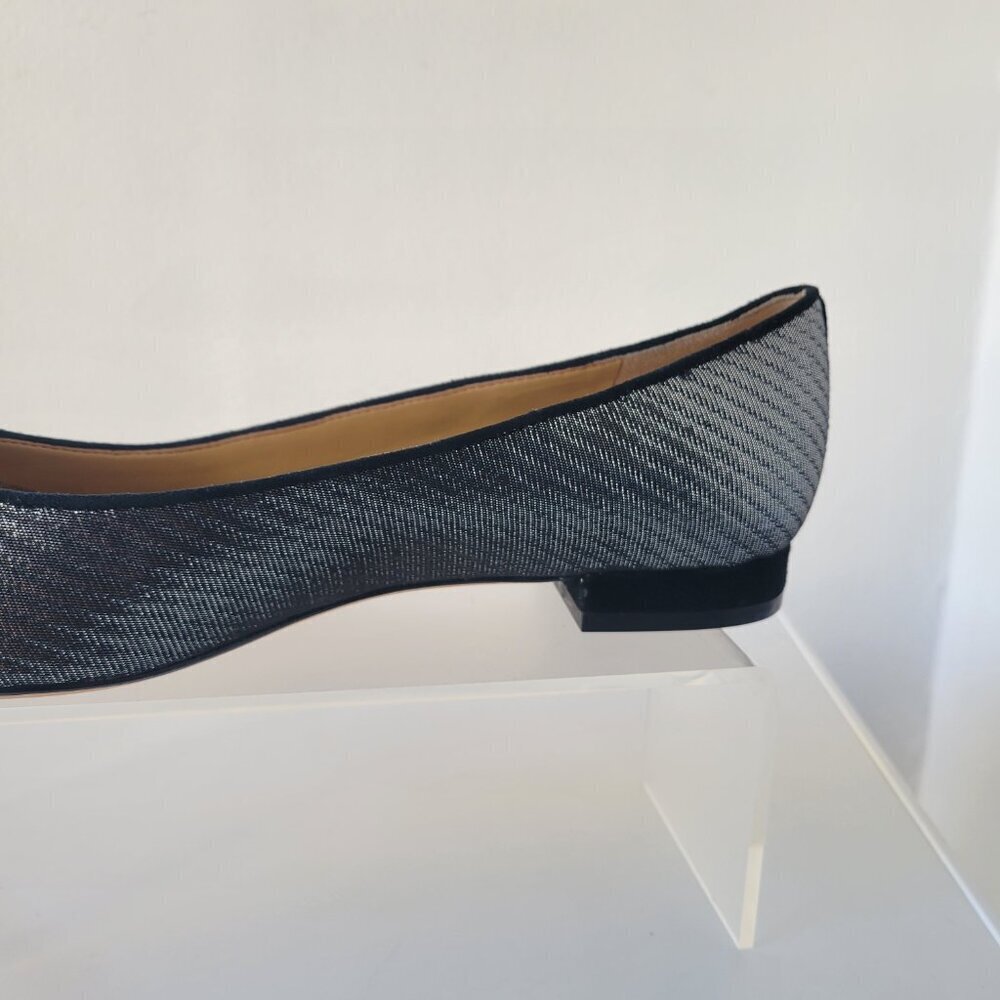 Talbots Edison Bow-Detail Black & Silver Flats - Lurex®  (Size 9.5) - Picture 11 of 14